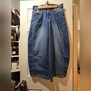 Pilcro Cropped Barrel Jeans.